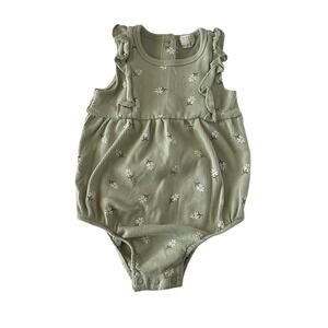 Firsts By Petit Lem Floral Ribbed Romper